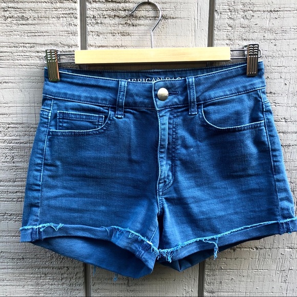 American Eagle Stretchy High Waisted Denim Shorts - Picture 2 of 7
